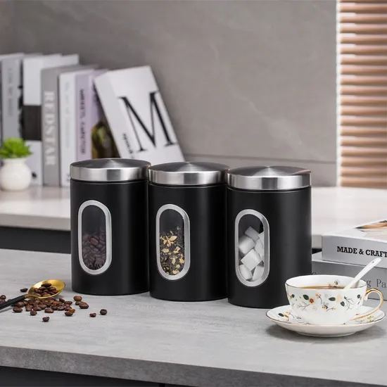 Stainless Steel Food Storage Box Tea Storage Jar Set Bottles and Canister with Lids