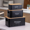 Metal Potato Onion Garlic Storage Box Set of 3 with Bamboo Lid and Handle
