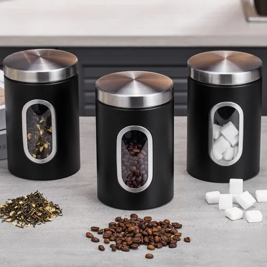 Stainless Steel Food Storage Box Canister Set for Rice Beans Coffee Storage