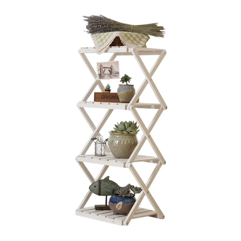 4 Tier Foldable Wooden Plant Stand Pot Shelf Outdoor Flower Storage Rack