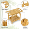 Two Layers Multifunctional Bamboo Bathroom Shower Stool Wooden Shoe-Changing Stool with Towel Hange