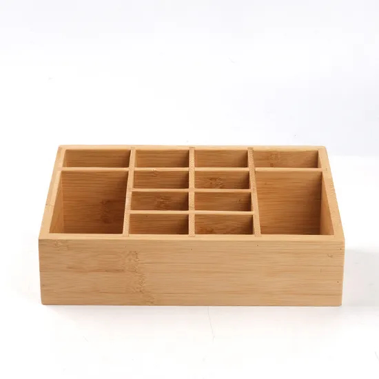 Custom Multi-Purpose Compact Bamboo Desktop Organizer Storage Box for Jewelry & Cosmetics