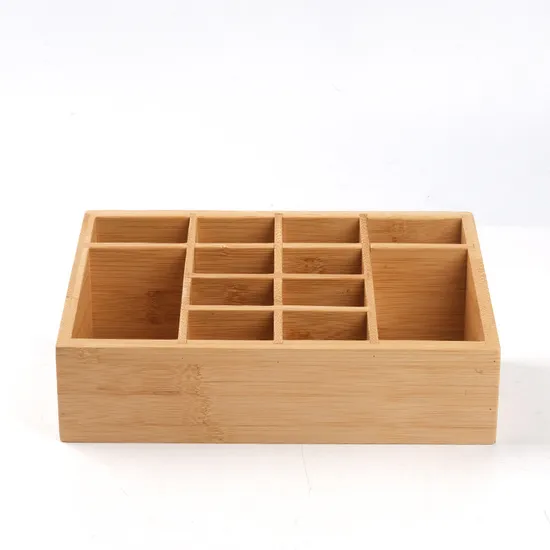 Custom Multi-Purpose Compact Bamboo Desktop Organizer Storage Box for Jewelry & Cosmetics