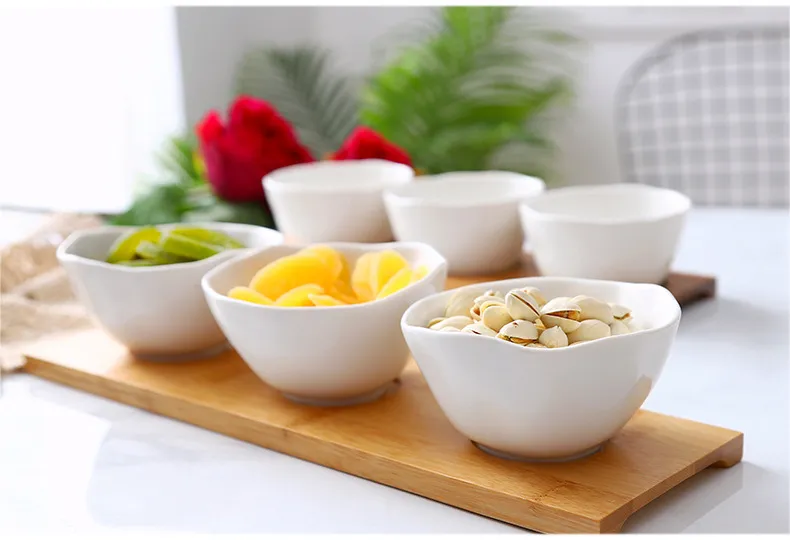 Stylish Ceramic Snack Plate Set with Wooden Serving Tray
