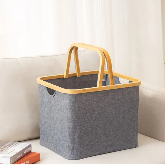 Bamboo Fabric Desktop Storage Container Storage Basket with Lid