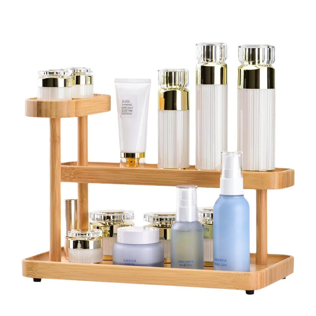 Wooden Desktop Storage Rack Bamboo Desk Organizer for Cosmetics