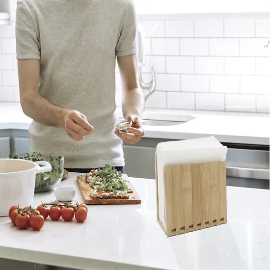 Adjustable Bamboo Napkin Holder for Dining Room, Picnic, Kitchen Table Indoor Outdoor