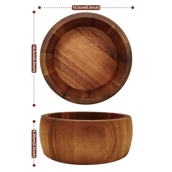 Small and Round Acacia Wood Fruit Bowl Salad Bowl
