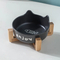 Ceramic Pet Cat Bowl Dog Bowl with Bamboo Wooden Shelf