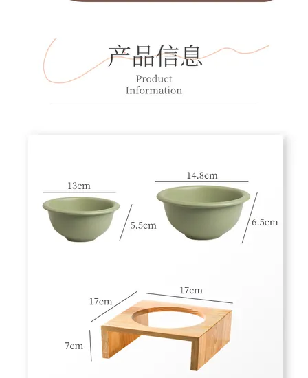 Pet Supply Ceramic Cat and Dog Bowls with Bamboo Stand