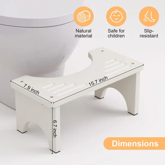 White Color Non - Slip Bamboo Toilet Foot Stool for Children