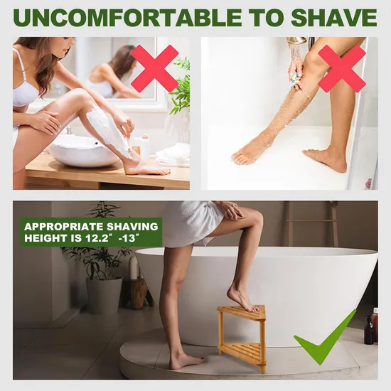 Multifunctional Space -Saving Bamboo Shower Bench with Corner Storage for Bathroom