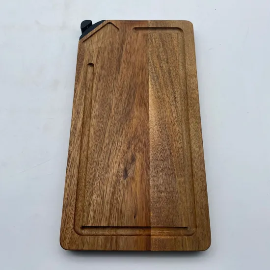 Long Acacia Wood Fruit Cutting Board with Sharpener