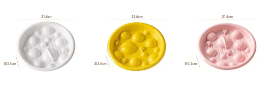 Anti - Choking and Slow - Feeding Ceramic Pet Food Plates Cat Dog Food Bowl with Bamboo Stand