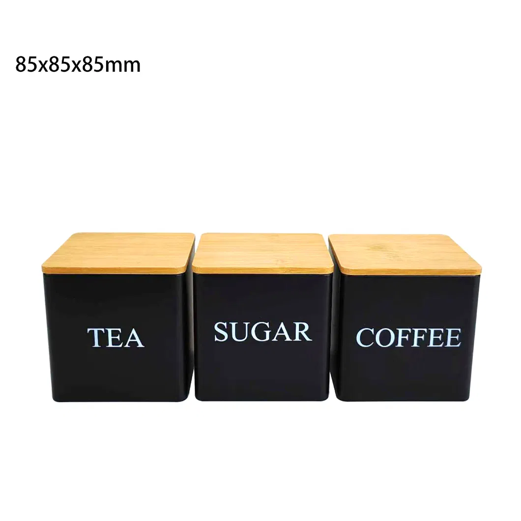 Kitchen Canister Set with Bamboo Lids for Coffee Tea Sugar