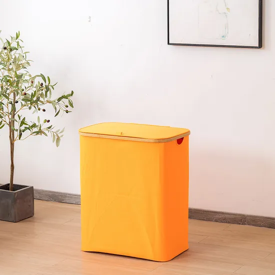 Modern Simple Dustproof and Covered Bamboo Fabric Laundry Basket for Storage