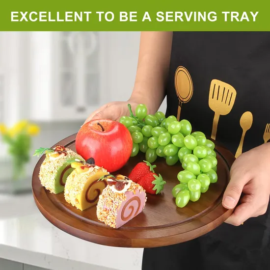 Direct Factory Round Wood Cutting Board with Juice Groove