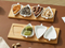 4 PCS Ceramic Appetizer Dipping Bowls with Bamboo Tray