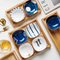 Chic Ceramic Dessert & Snack Plate Set with Wood Tray for Serving
