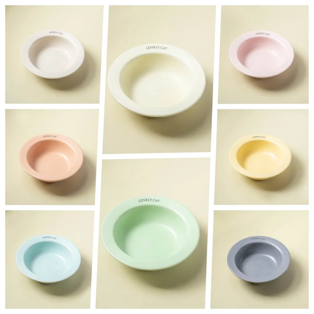 Dog Supplies Pet Ceramic Food Bowl with Wooden Rack