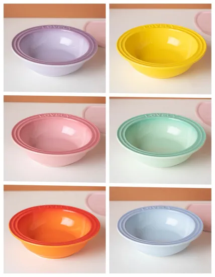 Ceramic Pet Bowl Dog Cat Food Water Bowl / Plate with Bamboo Wooden Stand