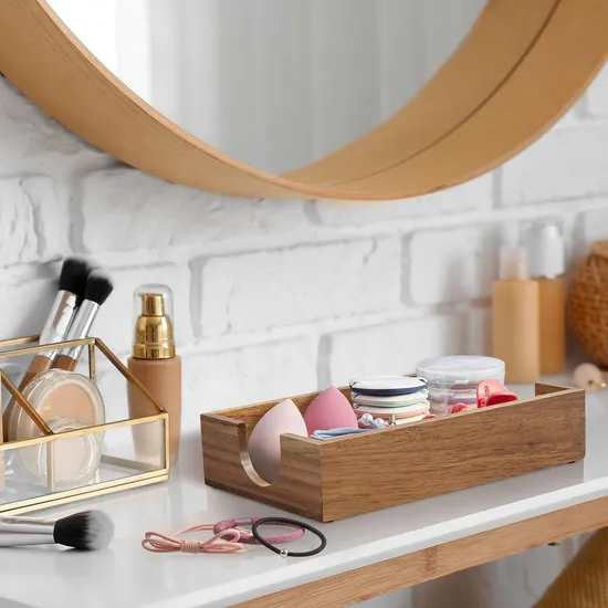 Rectangle Acacia Tissue Rack Napkin Holder for Home