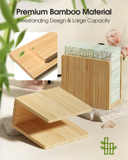 Freestanding Bamboo Tabletop Tissue Dispenser for Kitchen /Dining Room / Restaurant/Hotel