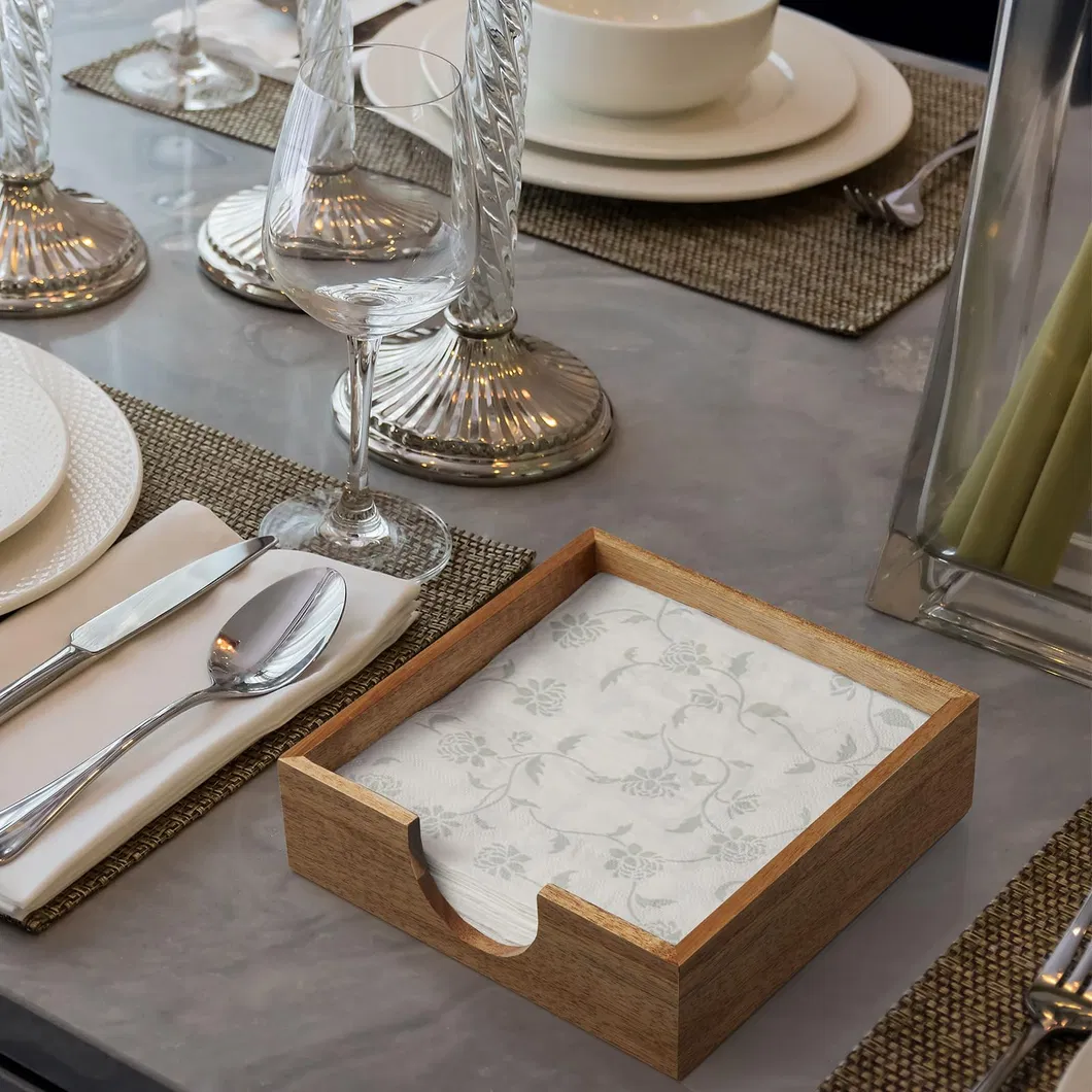 7.2 Inch Acacia Wood Tabletop Tissue Dispenser for Home / Restaurant / Hotel