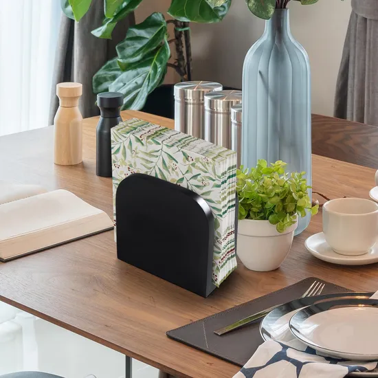 Black Wooden Standing Napkin Holders for Kitchen