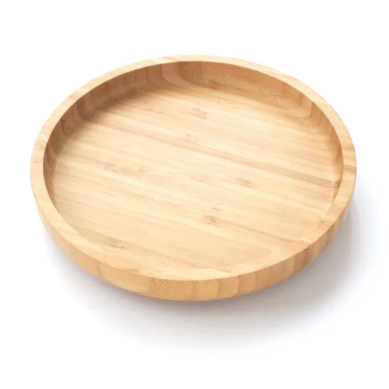 Round Shaped Bamboo Kids Plate with Suction for Home