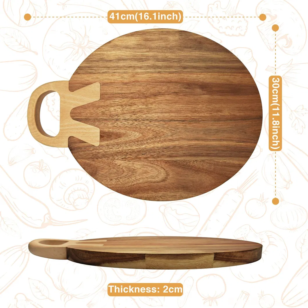 Premium Acacia Wood Serving and Cutting Board with Handle