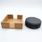 Custom Engraved Round Slate Cup Coasters with Bamboo Holder for Personal Gifts