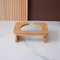 No Spill Ceramic Pet Bowl Dish with Wood Stand Ceramic Double Pet Bowl for Dog Cat
