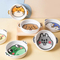 Korean Style Ceramic Dog Bowl and Cat Food Bowl with Magical Animal Double - Ear and Bamboo Stand