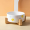 Ceramic Pet Dog Cat Bowl with Bamboo Wooden Base
