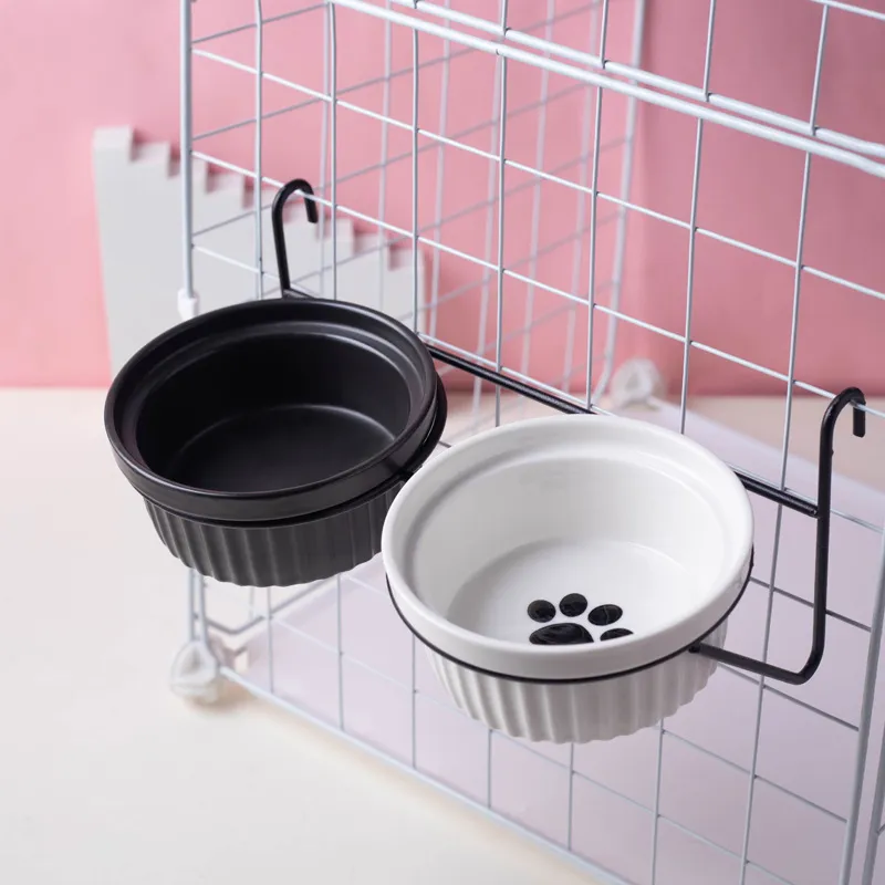 Black Ceramic Pet Feeding Bowl Food Bowl Snack Bowl for Home Use