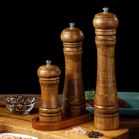 Durable Manual 5 - 8 - 10 - Inch Rubber Wood Pepper Seasoning Grinder