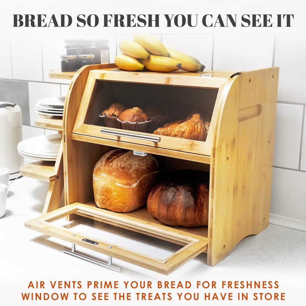 Bamboo Bread Storage Box Bread Storage Can Bread Bin