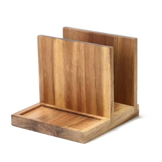 Natural Napkin Holder Stand with Salt Pepper Caddy Restaurant Lunch Organizer
