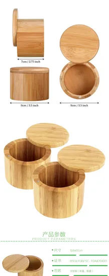 Elegant Bamboo Salt Cellar Spice Box with Magnetic Lid