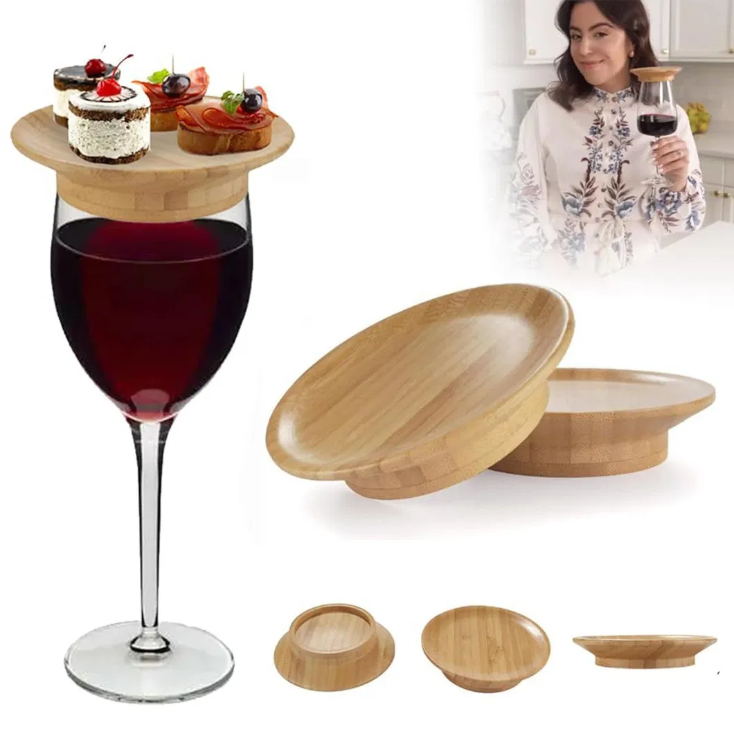 Reusable Eco Wine Glass Bambo Covers Charcuterie Topper Coasters for Family Gatherings