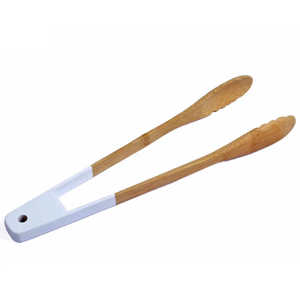 Long Bamboo Kitchen Tongs with Color Painting