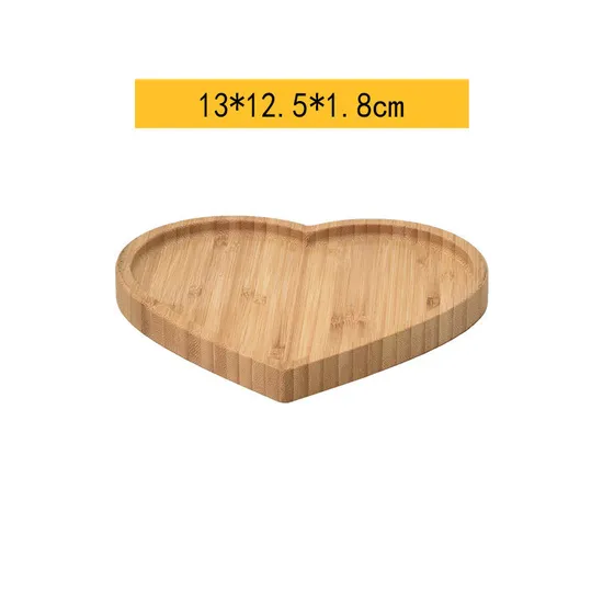 Bulkbuy Different Size Heart Shape Bamboo Bread Plate Set