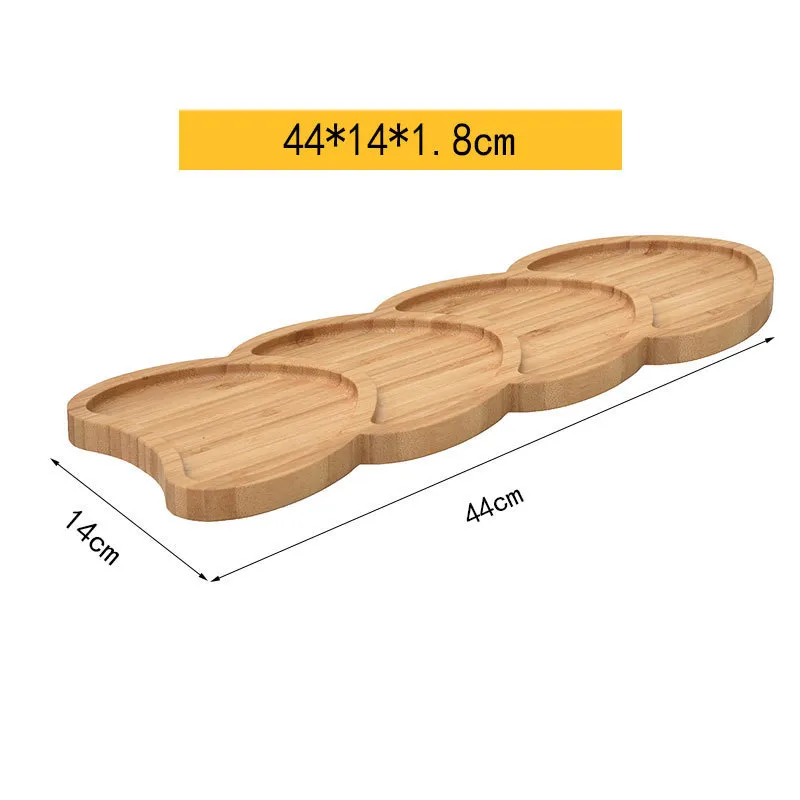 3 Divided Heart Shaped Bamboo Dessert Plate Snack Serving Tray