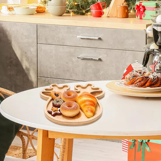 2 - Piece Reindeer - Shaped Bamboo Christmas Serving Trays for Cheese, Snacks, Charcuterie at Christmas Party