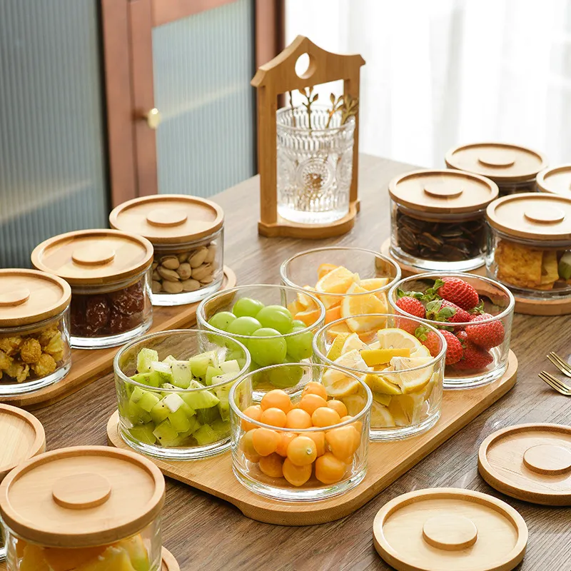 13 Inch Bamboo Cheese Board/Charcuterie Platter with 3 Ceramic Bowls with Bamboo Spoons & Cheese Markers