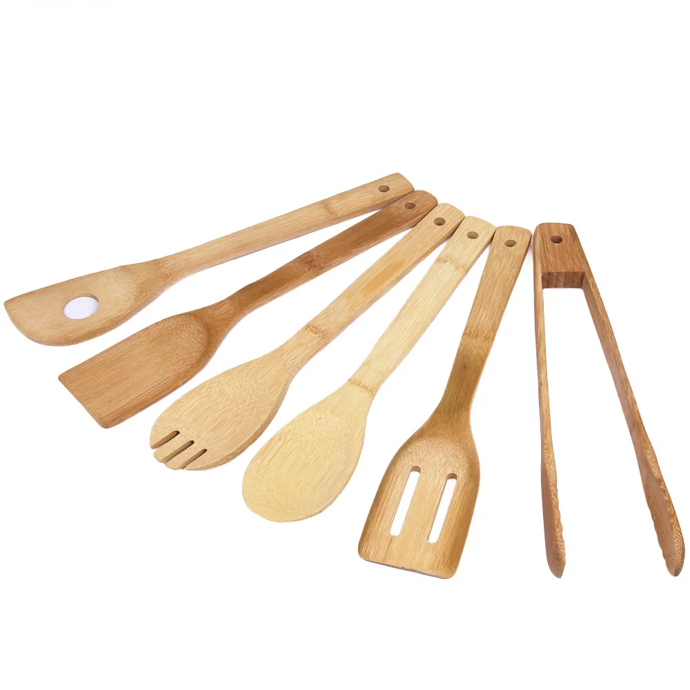 Non Stick and Portable Bamboo Cooking Utensils Set for BBQ