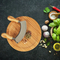 Half Moon Knife and 20 Cm Bamboo Wood Board with Double Blade Steel Herb Chopper