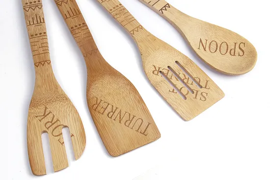 Private Label Bamboo Fork Spoon Spatula for Kitchen Cooking