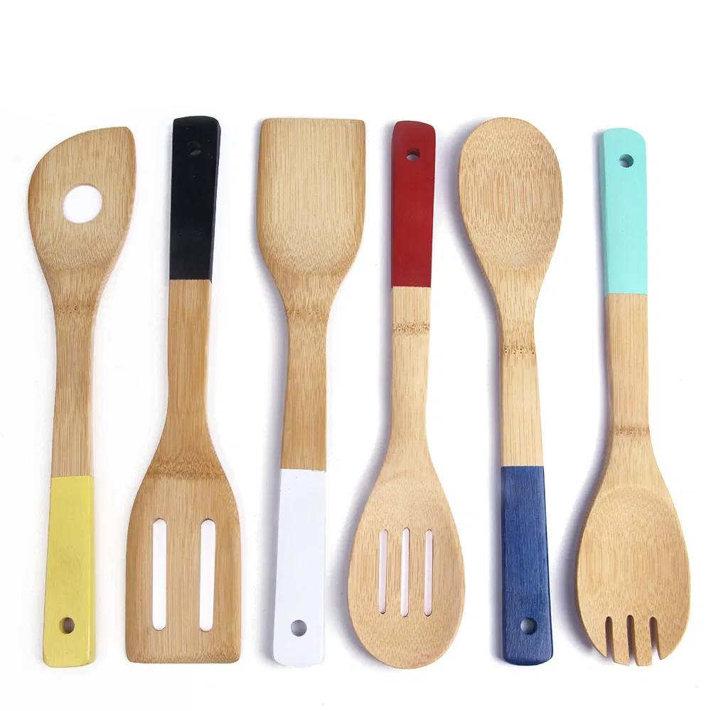 Wholesale Colorful Bamboo Cooking Utensils Set for Christmas Gift